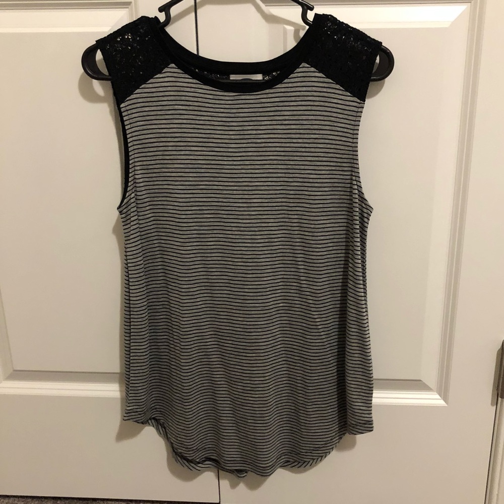 Grey and black striped tank